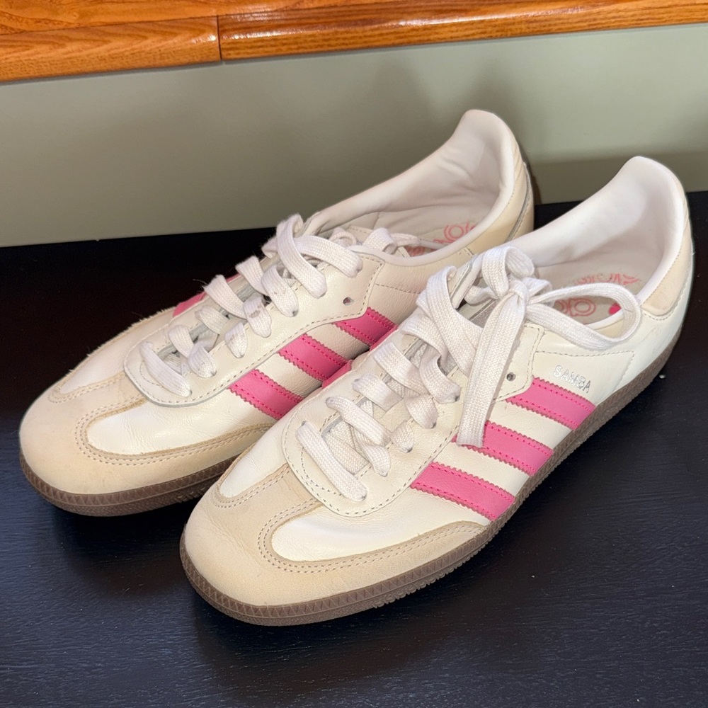 adidas Women's Samba Sneakers in White and Pink